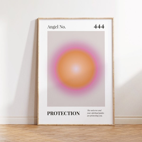 444 Print, Angel Numbers Poster, Gradient Wall Art, Spiritual Print, Gradient Home Decor, Positive Affirmation, DESCARGA DIGITAL