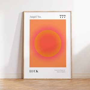 777 Print, Angel Numbers Poster, Gradient Wall Art, Spiritual Print, Gradient Home Decor, Positive Affirmation, DIGITAL DOWNLOAD