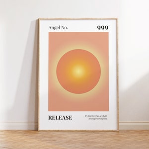 999 Print, Angel Numbers Poster, Gradient Wall Art, Spiritual Print, Gradient Home Decor, Positive Affirmation, DIGITAL DOWNLOAD