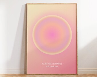 Aura Poster, Gradient Wall Art, Spiritual Print, Abstract Colour Gradient Home Decor, Positive Affirmation, Aura energy, DIGITAL DOWNLOAD