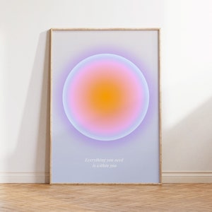 Aura Poster, Gradient Wall Art, Spiritual Print, Abstract Colour Gradient Home Decor, Positive Affirmation, Aura energy, DIGITAL DOWNLOAD image 1