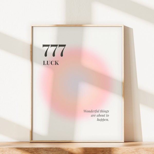 777 Druck, Engel Zahlen Poster, Gradient Wall Art, spiritueller Druck, Gradient Home Dekor, Positive Affirmation, DIGITALER DOWNLOAD