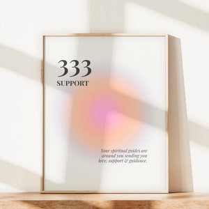 333 Print, Angel Numbers Poster, Gradient Wall Art, Spiritual Print, Gradient Home Decor, Positive Affirmation, DIGITAL DOWNLOAD