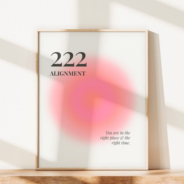 222 Druck, Engel Zahlen Poster, Gradient Wall Art, spiritueller Druck, Gradient Home Dekor, Positive Affirmation, DIGITALER DOWNLOAD