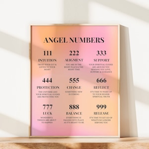 Angel Numbers Poster, Gradient Wall Art, Spiritual Print, Abstract Colour Gradient Home Decor, Positive Affirmation, TÉLÉCHARGEMENT NUMÉRIQUE