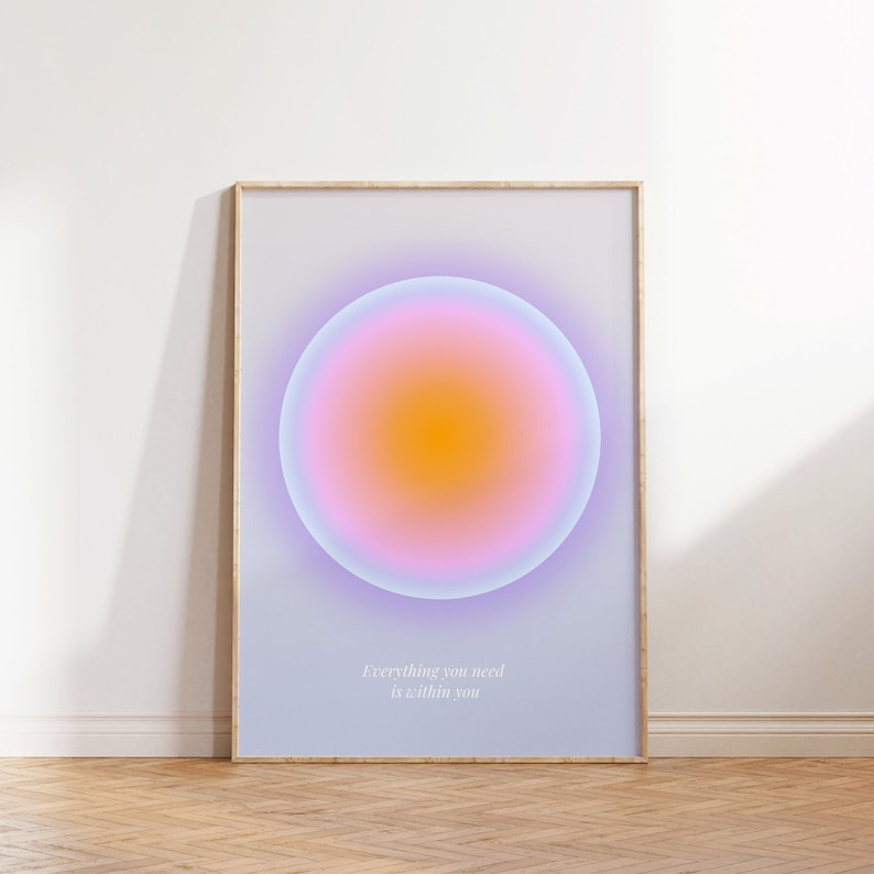 Aura Poster, Gradient Wall Art, Spiritual Print, Abstract Colour Gradient Home Decor, Positive Affirmation, Aura energy, DIGITAL DOWNLOAD image 1