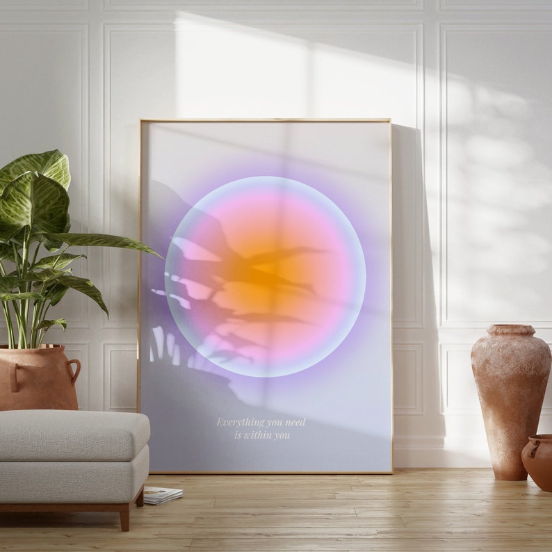 Aura Poster, Gradient Wall Art, Spiritual Print, Abstract Colour Gradient Home Decor, Positive Affirmation, Aura energy, DIGITAL DOWNLOAD image 3