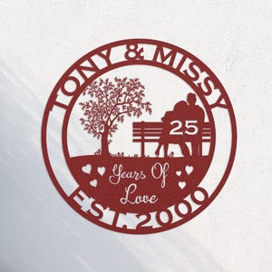 Personalized 25th Wedding Anniversary Gift For Couple | Custom Metal Sign for Husband Wife or Parents
