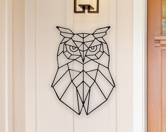 Geometric Owl Metal Wall Art - Unique Fireplace Decor - Metal Animal Wall Decor