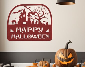 Happy Halloween Porch Sign - Halloween Decor for Yard,Unique Haunting Welcome Front Porch Decor with Gothic Home Accents