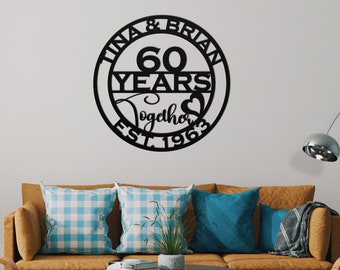 Personalized 60th Anniversary Metal Sign - Custom Celebratory Wall Art