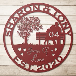Personalized 4th Anniversary Metal Sign: Custom Couple Wall Art