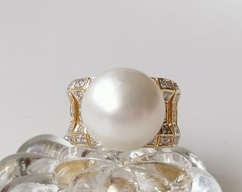 Pearl Ring 750 Gold Vintage 1960s