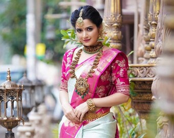 Buy Pink and Green Saree Online In 