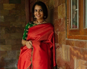 Buy Red Banarasi Blouse Online In India 