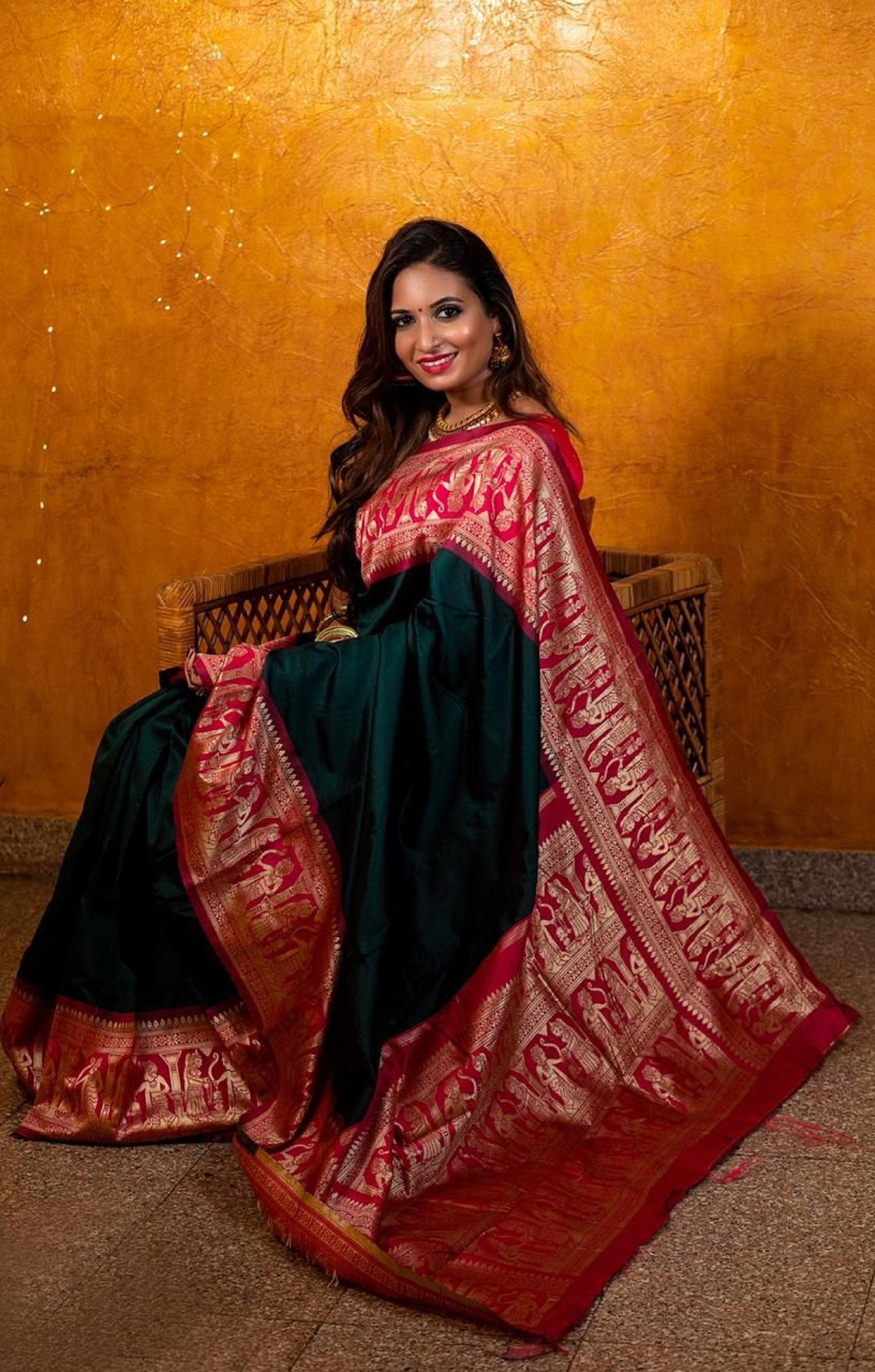 Latest Design Dark Green and Rani Pink 