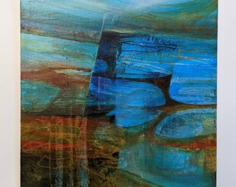 Original abstract landscape painting, 'Along the Edge'.  Walking between Longshaw and Burbage.