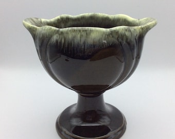 Mid-Century Vintage Hull Pedestal Pottery Drip Glaze Tulip Planter Vase