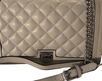 Rebecca Minkoff Quilted Leather Crossbody Bag: Light Gray Shoulder Purse