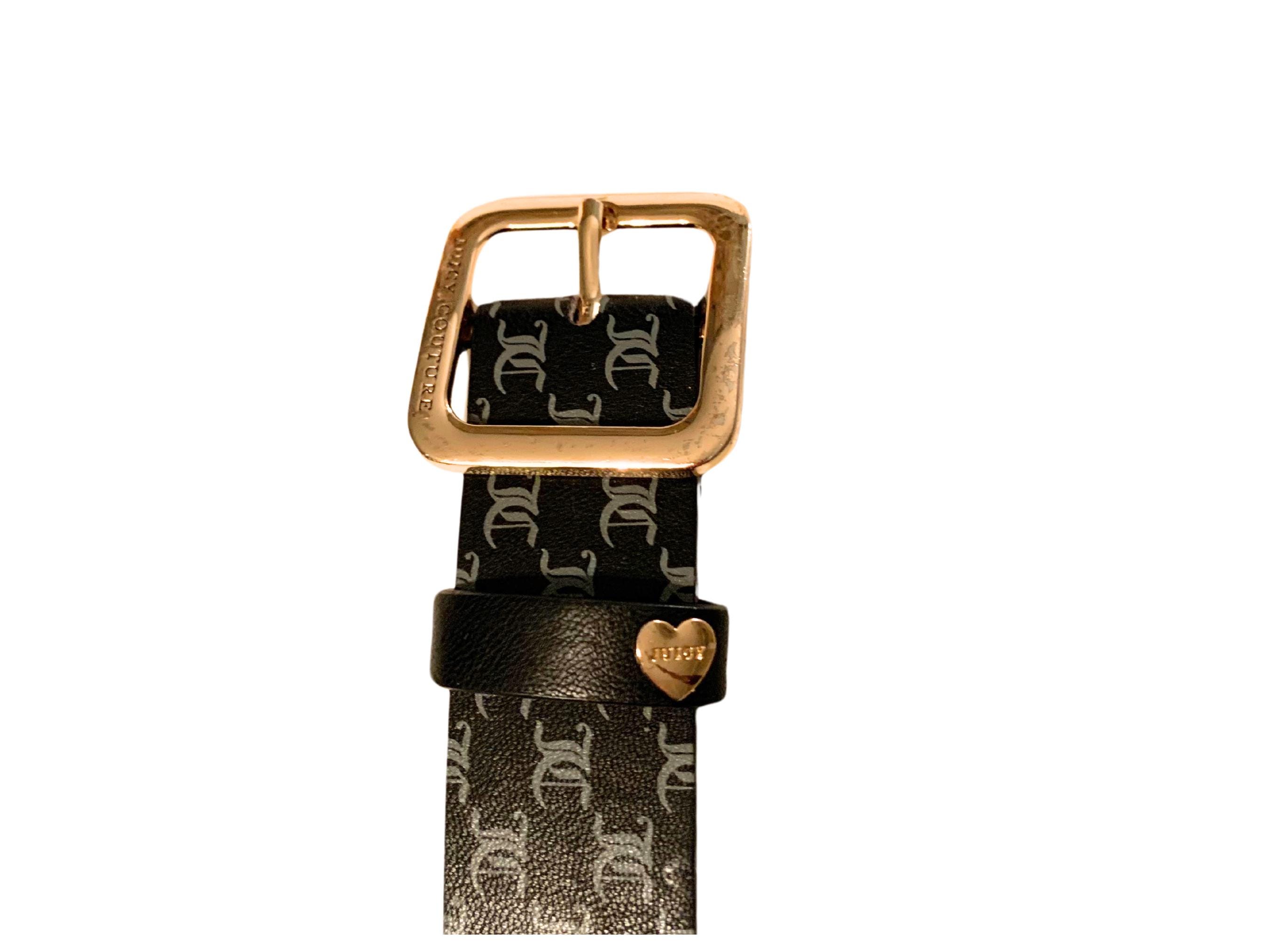 Juicy Couture Black Belt Gold Heart Buckle L/XL NWT Bling Y2K Style Rhinestones JUICY COUTURE Belt Size L/XL Heart Buckle | Mercari main image 4