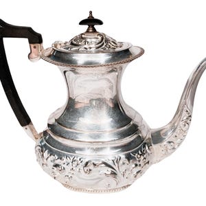 Antique Sheffield Silverplate Teapot: Victorian Floral Design, Made in England