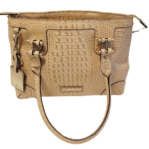 VTG ETIENNE AIGNER Shoulder Bag Handbag Purse Brass Croc Embossed Granny Core