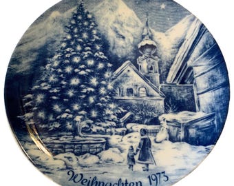 Vintage Lindner & Bareuther Bavaria Plate: Hand-Painted Christmas Scene (1971-1976)