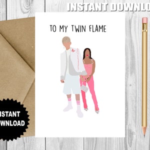 Biglietto TWIN FLAME/Biglietto d'auguri per anniversario/Regalo per un amico/Regalo per coppia/Biglietto d'auguri divertente/Biglietto di anniversario/Biglietto di compleanno