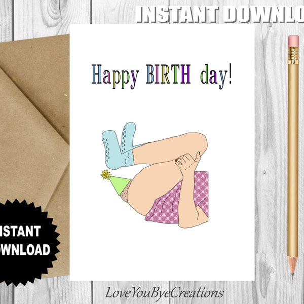 Happy BIRTH day card, Funny BIRTHDAY Card, Delivery Birthday Card, On the day of Birth, Newborn Birthday Card, Baby Birth Day Card, for Mom