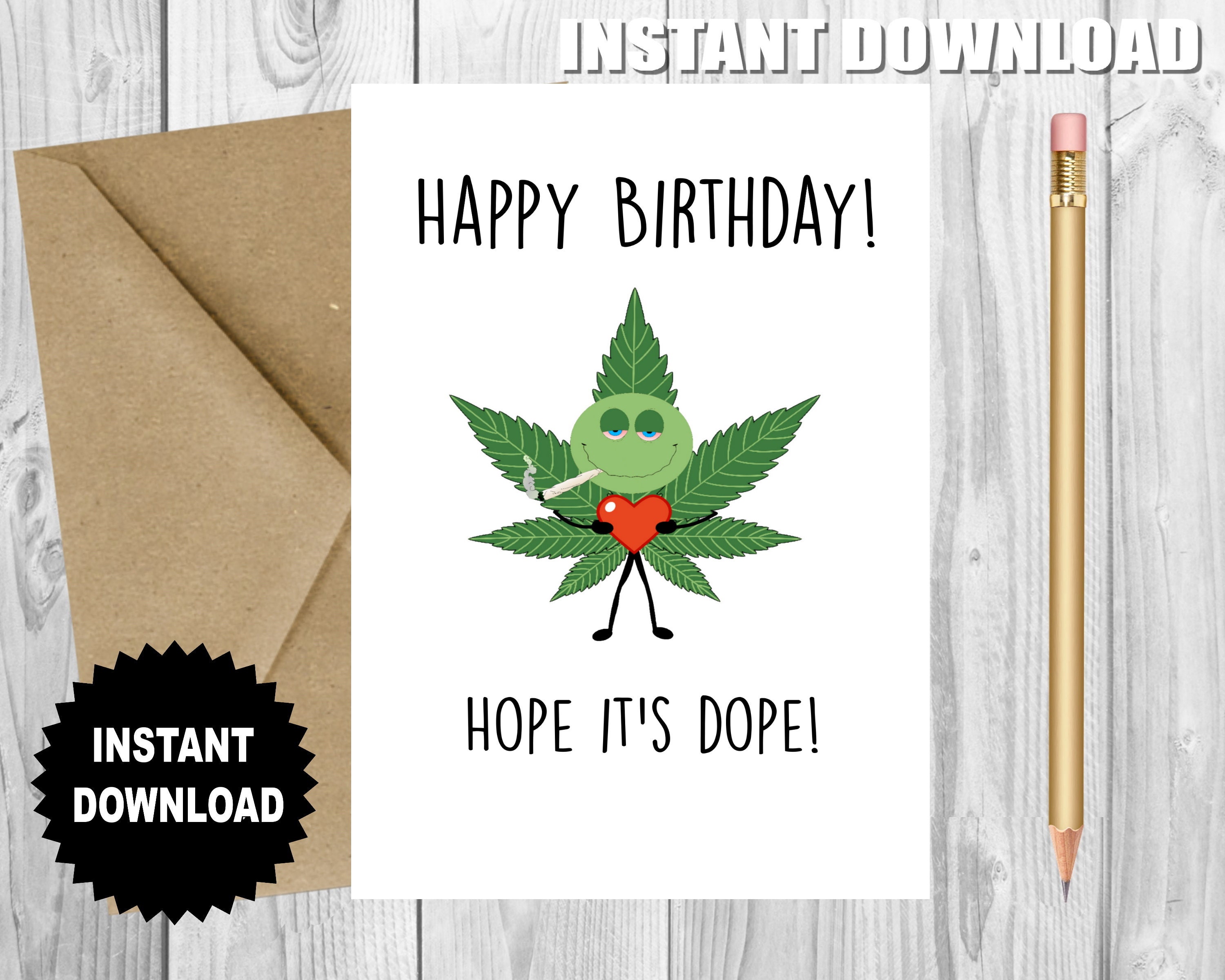 Weed GEBURTSTAGskarte, ""Hope It's Dope!"", lustige Geburtstagskarte, Kiffer Geburtstagskarte, Geburtstag für Ihn, für Sie, für Freund, Marihuana Karte