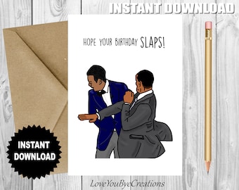 Will Smith Geburtstagskarte, “Hope Your Birthday SLAPS!&quot;,Will Smith Slap Karte,Chris Rock Karte,Oscars 2022 Geburtstagskarte