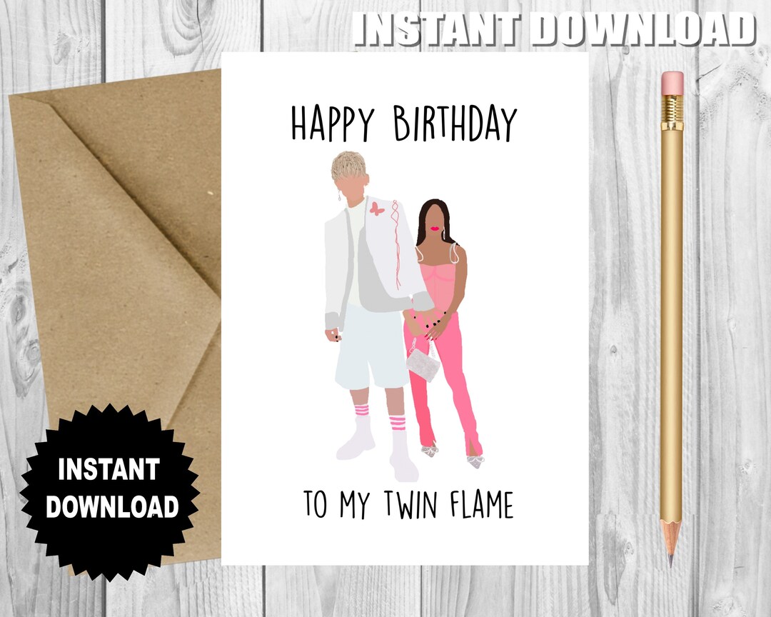 TWIN FLAME Birthday Card Machine Gun Birthday Card Gift for Etsy