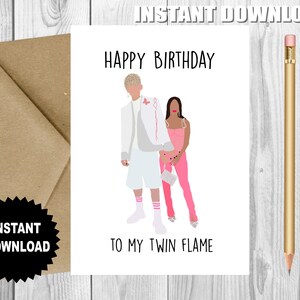 TWIN FLAME Geburtstagskarte, Maschinengewehr Geburtstagskarte, Geschenk für Freundin, Geburtstagskarte für ihn, für sie, Geburtstagskarte