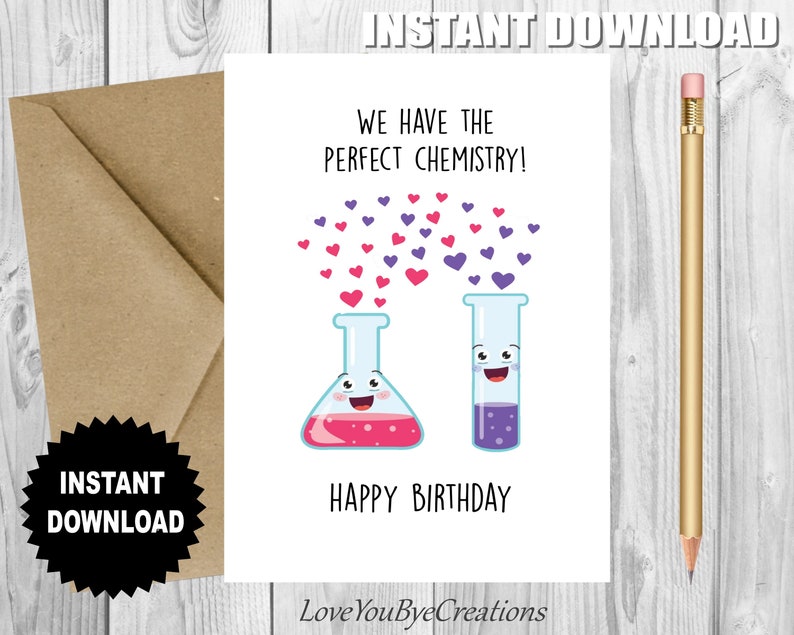 CHEMISTRY Birthday Birthday Card for Boyfriend for - Etsy