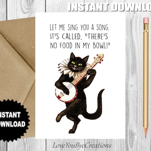 Grappige CAT Lover Card, Cat verjaardagskaart, schattige "Sing You a Song" kaart, Happy Birthday Banjo Cat Card, kattenliefhebbers, kattenverjaardag, voor kattenliefhebbers