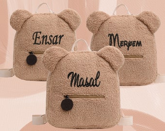 Teddy Rucksack Kindergarten Tasche Children Travel Shopping Bag Backpacks Bear Shaped - Bestickt