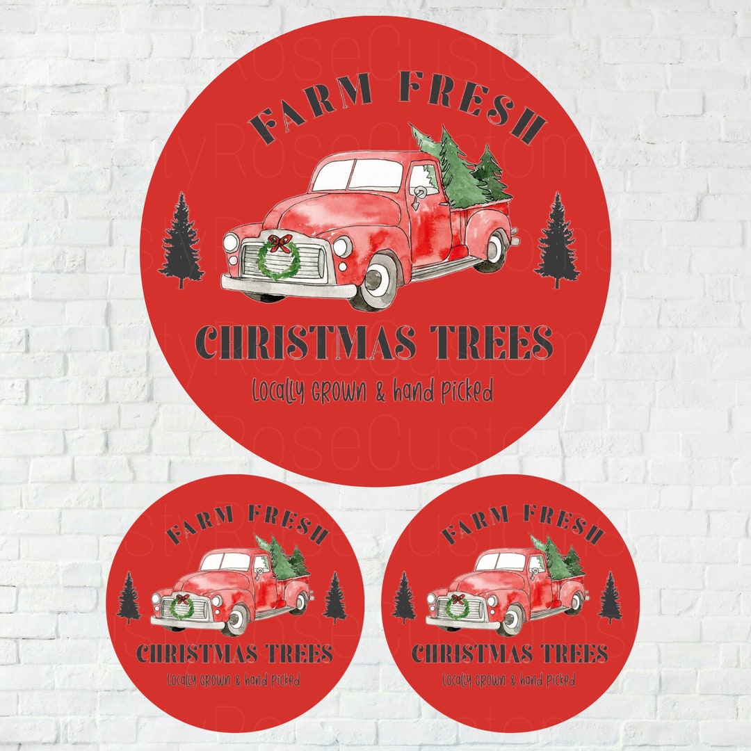 CHRISTMAS CARDSTOCK Truck Trees Red Christmas Etsy