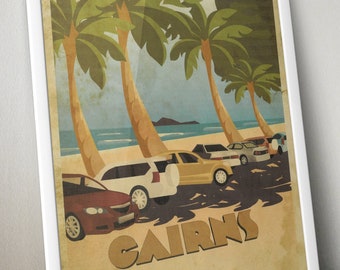 Cairns Animated Travel Poster, Digital Art Print, Live Home Decor, Australian Travel Destination, Travel Inspiration Wall Decor