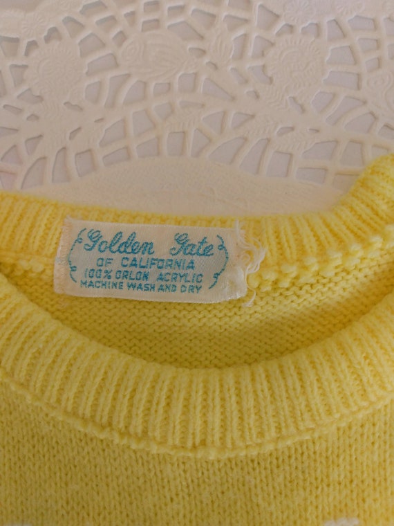 Vintage Infant Romper w/Cap Beret Knit Yellow - image 3