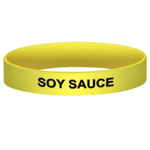 Silicone &quot;Soy Sauce&quot; Black & Yellow Label Band, Silicone Label Band, fits 16oz, 20oz, 24oz, 32oz Squeeze Bottles