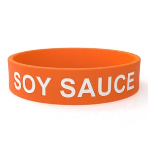 Silicone &quot;Soy Sauce&quot; Orange & White  Label Band, Silicone Label Band, fits 16oz, 20oz, 24oz, 32oz Squeeze Bottles