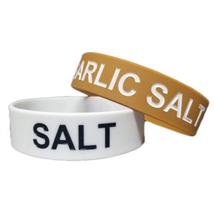 Silicone &quot;Salt&quot; Label Band, Silicone &quot;Garlic Salt&quot; Label Band, fits Stainless Steel Restaurant Salt Shakers, Kitchen Spice Shakers
