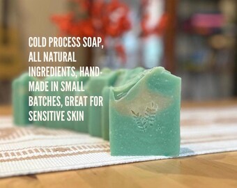 Cold Process Natural Soap | Handmade Vegan Soap Bar | Gentle Skin Care Gift | Cedarwood and Oakmoss 4oz