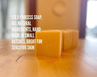 Cold Process Natural Soap | Handmade Vegan Soap Bar | Gentle Skin Care Gift | Oat milk + Honey | 4oz