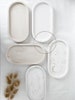 Decorative tray oval | Marble effect white beige black |  handmade | 100% Raysin 