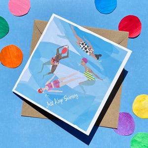 Just Keep Swimming-wenskaart, Ierse wenskaart, Sea Swimming, Swimmers-wenskaart, eigenzinnige verjaardagskaart, Sea Swimmer, leuke kaart