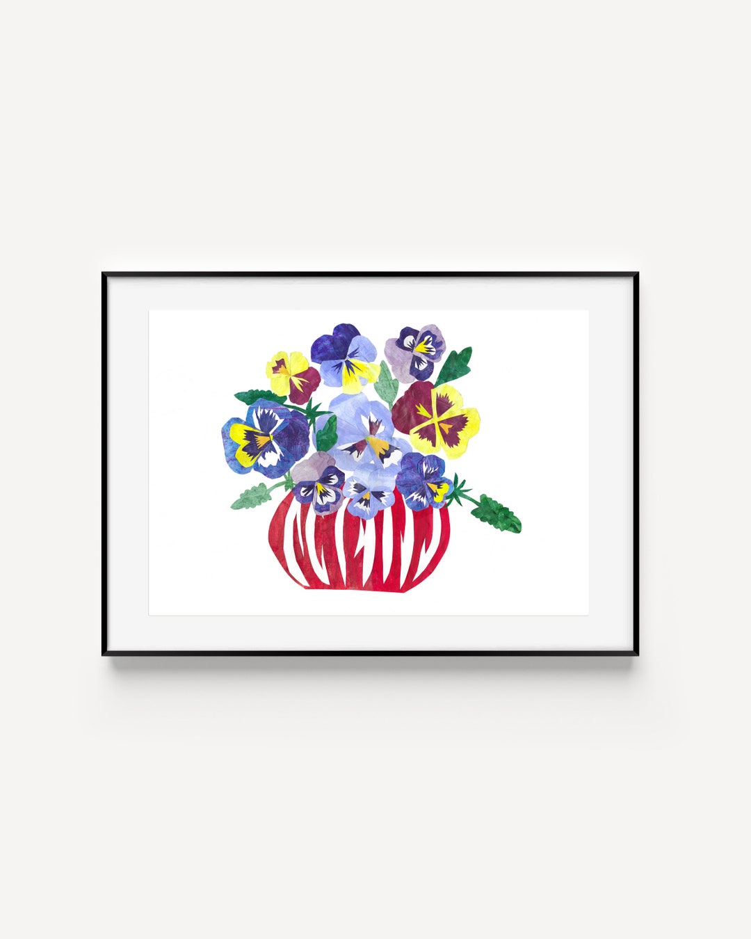 Handmade Viola Art Print: Colorful Floral Botanical Wall Decor - Etsy