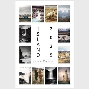 Calendario da parete "Islanda 2025" | Formato verticale 30 x 45 cm (A3) | DE & EN | regalo di Natale ideale | Foto con paesaggi e animali