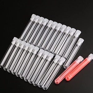 Plastic Test Tubes,Pack of 20 Plastic Sample Test Tubes Gift Tubes with Caps, 12mm x 75mm, Transparent UK SELLER