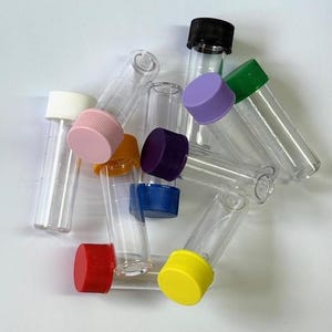 5ml Plastic Test Tubes Vials Sample Containers Powder Craft With Screw Caps in a range of Colours, Leakproof UK SELLER